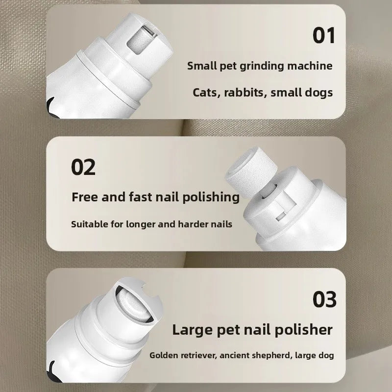 LCD Display Pet Nail Polisher with 3 Grinding Heads