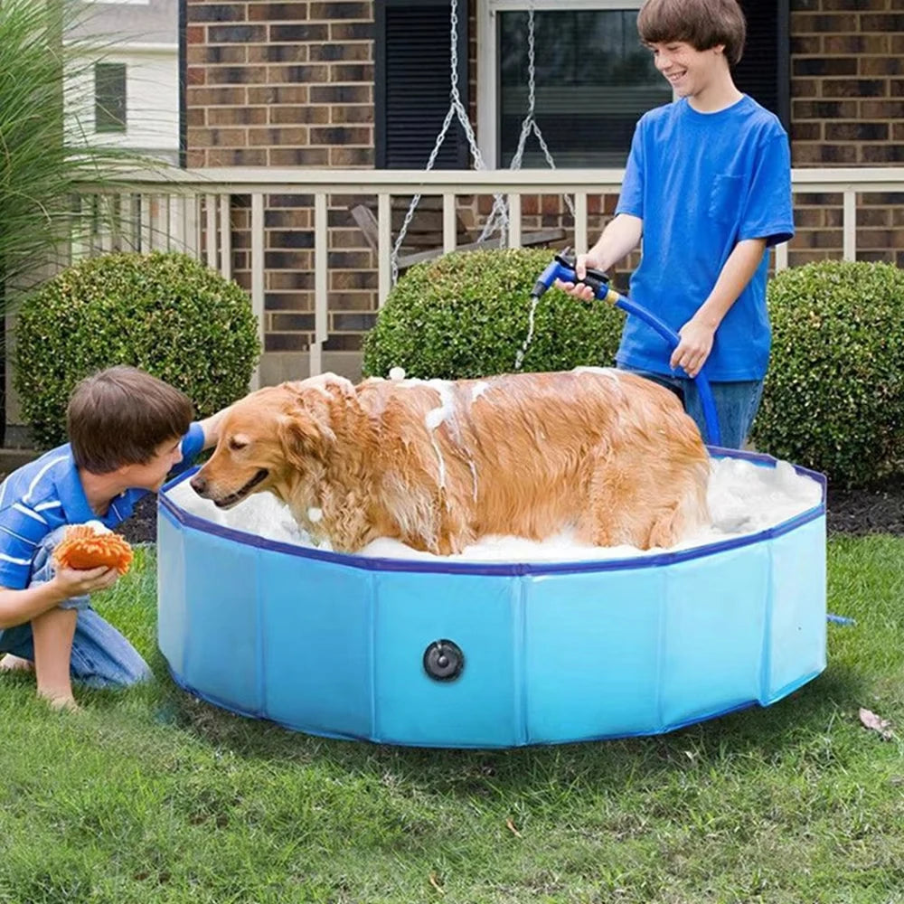 Portable Dog Swimming Pool & Grooming Tub — Foldable, Scratch-Resistant Bathtub for Large Dogs