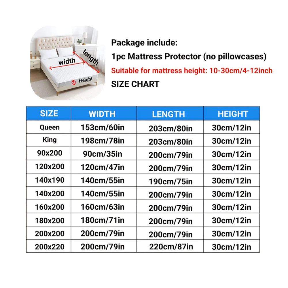 100% Waterproof Plaid Mattress Protector – Breathable Ultra-Soft Square Grid Cover with Elastic Corner Straps