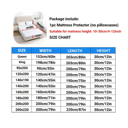100% Waterproof Plaid Mattress Protector – Breathable Ultra-Soft Square Grid Cover with Elastic Corner Straps