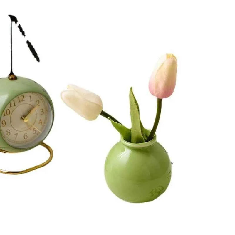 Creative Mini Vase with Highend Floral Arrangement Japanese Retro Ceramic Ornament Desktop Decoration