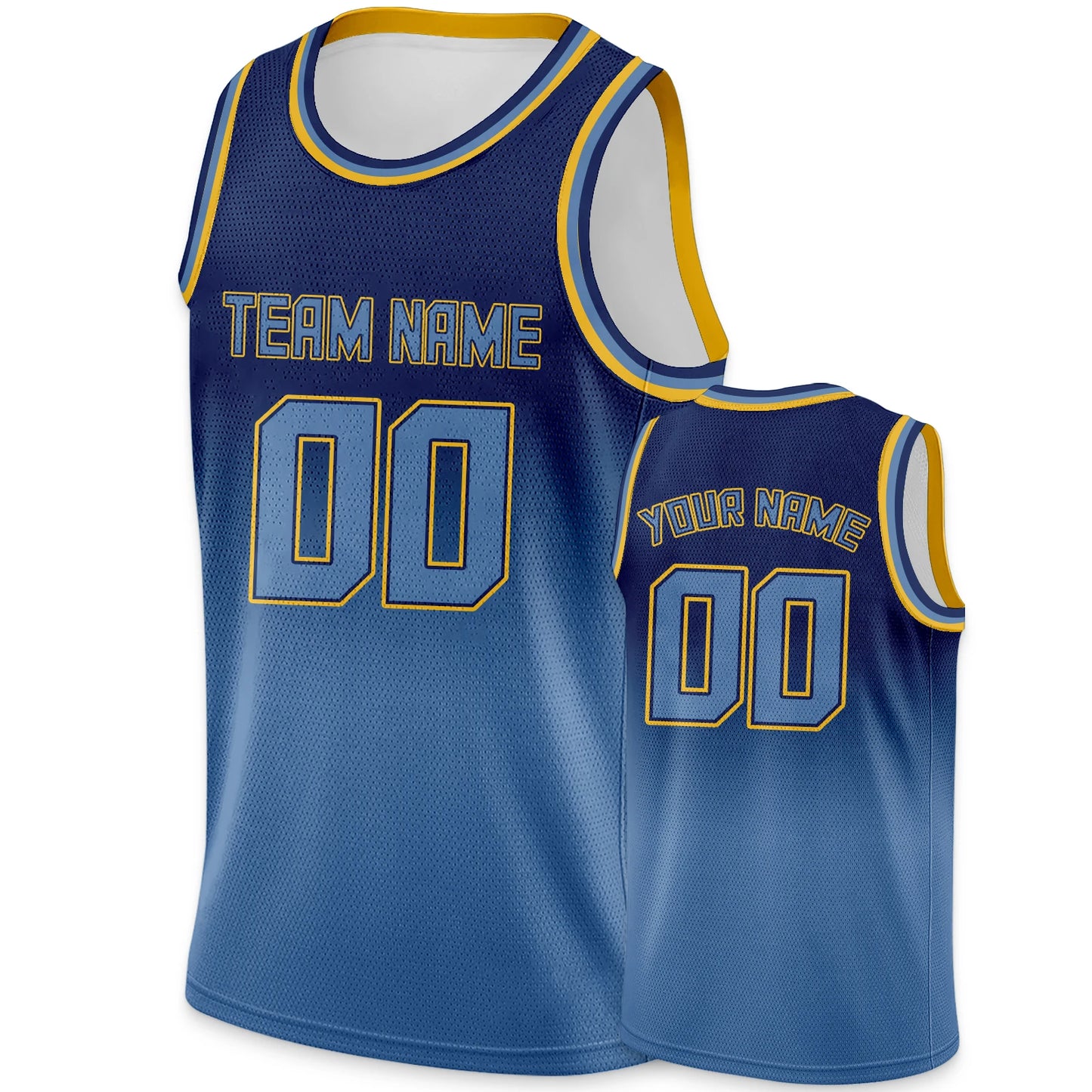 Custom Basketball Jersey Blue Gradient Personalized Printed Name Number Logo Team Shirt for Men Women Youth Kids Fans Gift
