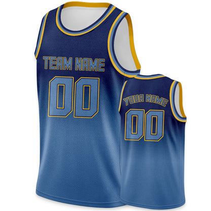 Custom Basketball Jersey Blue Gradient Personalized Printed Name Number Logo Team Shirt for Men Women Youth Kids Fans Gift