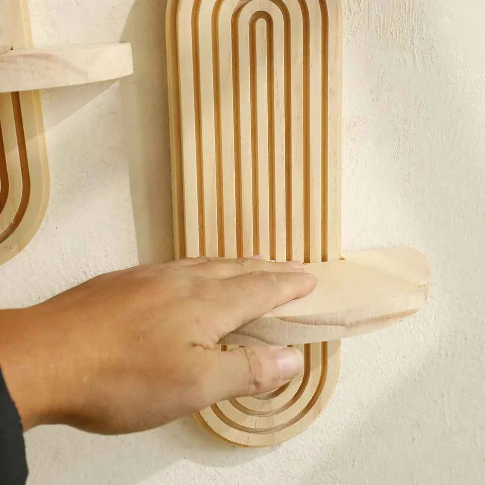 Bohemian Oval Thread Creative Solid Wood Wall Shelf  Wooden Crafts  Home And Living Room Decoration Hanging Decorations