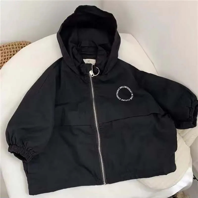 Kids Hooded Zipper Jacket, Spring Autumn Cartoon Print