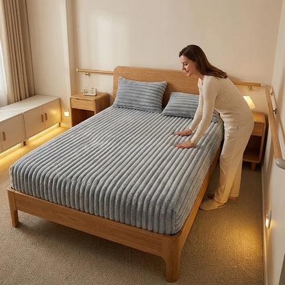 Channel Stitch King Fitted Sheet, Plush Ribbed Texture