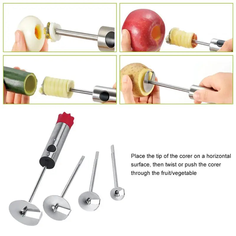 Stainless Steel Drill Vegetable and Fruit Corer with 4 Blades