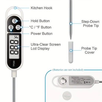 TP300 Probe Thermometer with 0.1°C Resolution, HOLD Function and 9.65 Inch Probe for Kitchen and BBQ