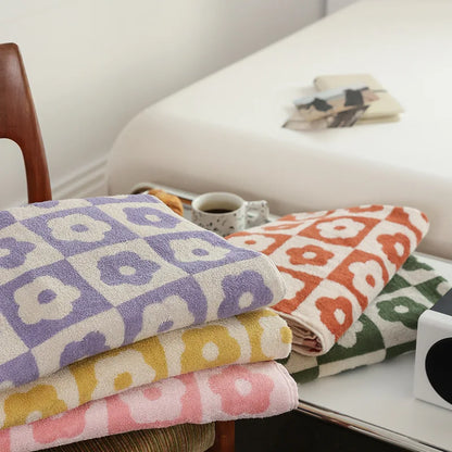 35x75cm Flower PatternCoral Velvet Absorbent Quick Drying Face Towel Soft - Bath Towel