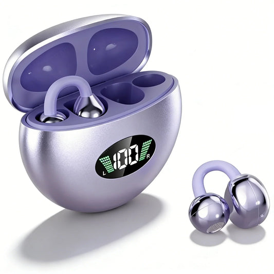 Premium Clip-On Wireless Earbuds – HiFi Sound, 32H Battery, 360° ACS, Touch Control & Mic