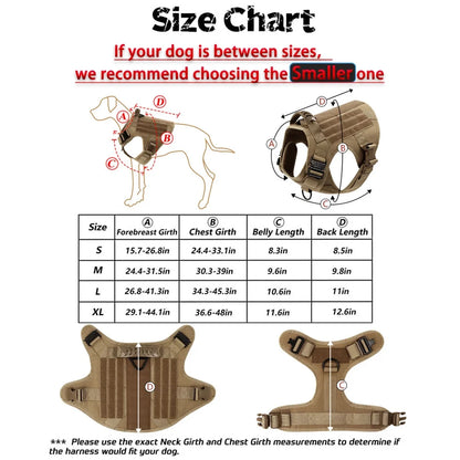 Tactical Dog Harness with Leash & Detachable Pouches