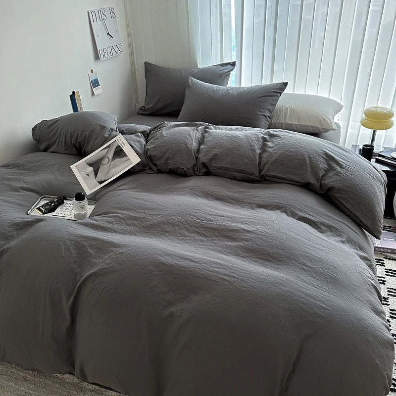 Solid Cotton Bedding Set | Duvet Cover & Sheet