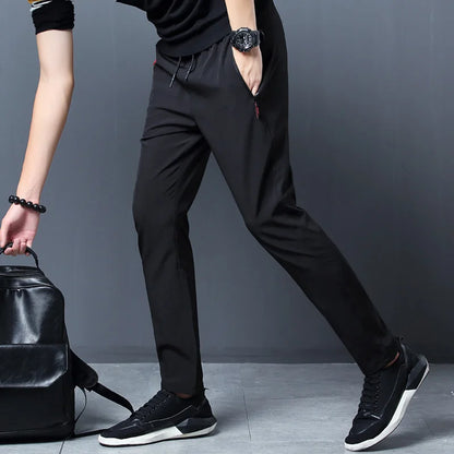 Men's Business Stretch Slim Fit Trousers — Elastic Waist Korean Classic Jogger Pants
