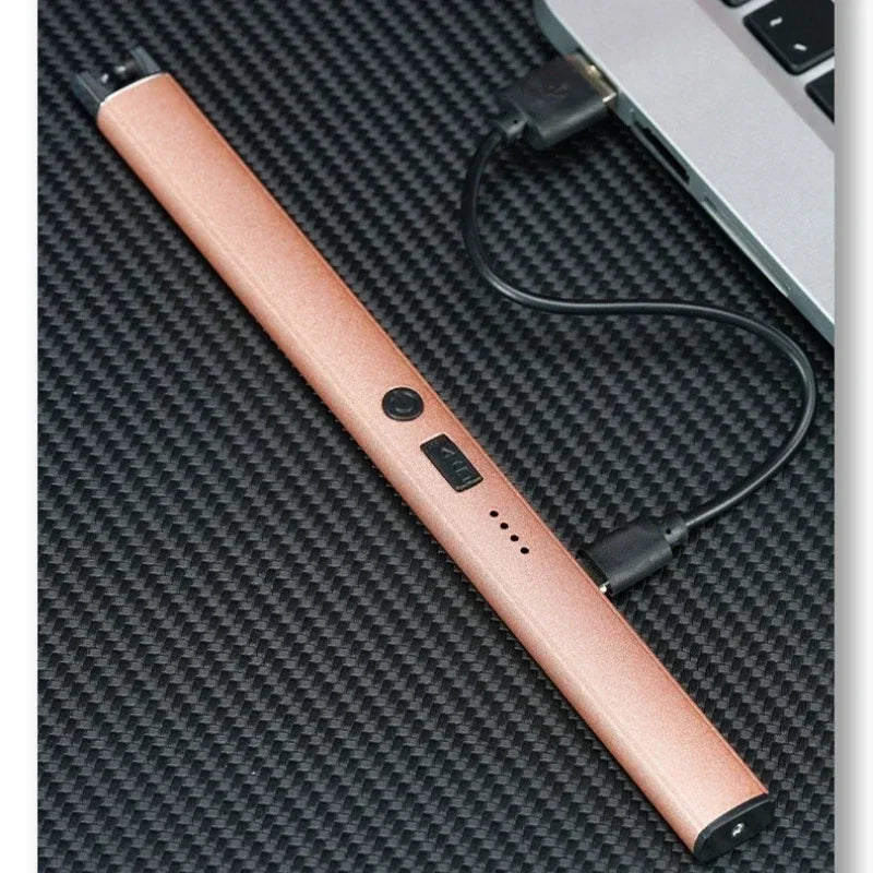 Windproof USB Electric Lighter with Safety Lock & LED Battery Display