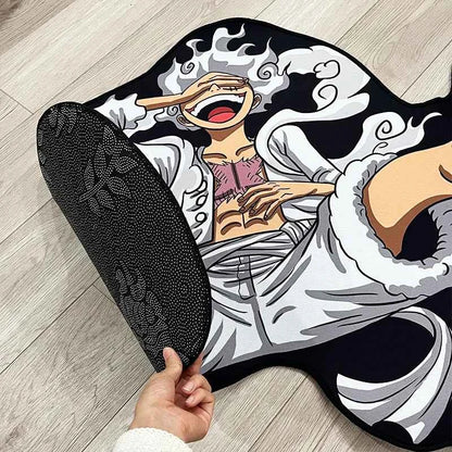 One Piece Luffy Gear 5 Plush Anime Rug - Non-Slip Soft Carpet for Bedroom Livingroom Gaming Room Decor Otaku Gift for Men & Fans