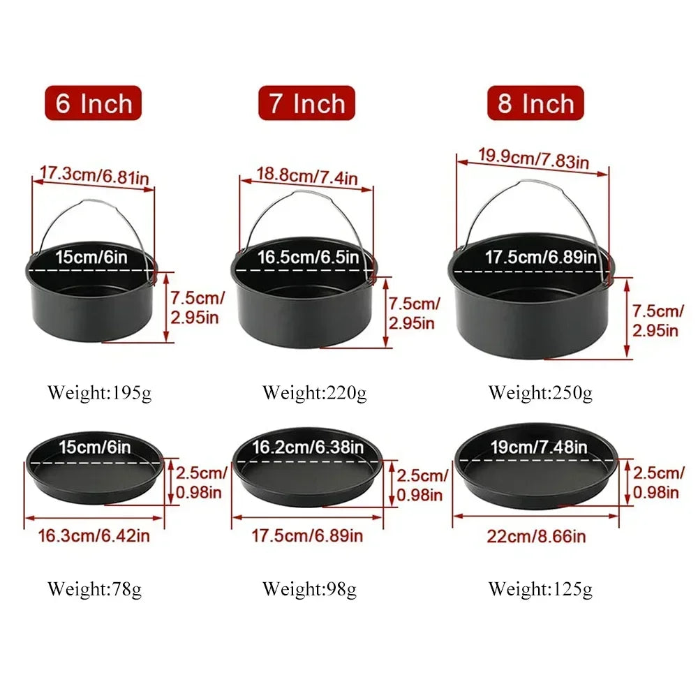 6/7/8 Inch Round Cake Mold, Non-Stick Baking Pan with Handles, Air Fryer & Oven Safe Bakeware for Pizza, Cakes & Desserts