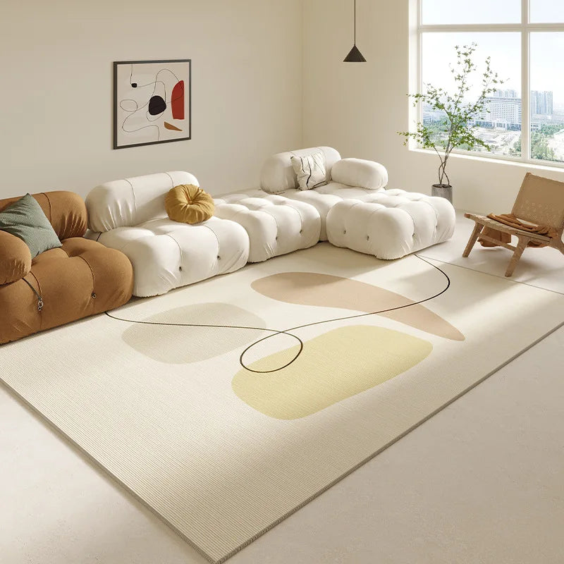 VIKAMA Simple Geometric Line Area Rug – Non-Slip Soft Flannel Carpet for Living Room & Bedroom