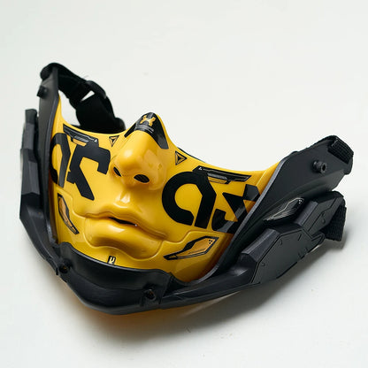 JAUPTO Cyberpunk Mecha Half Mask Breathable Tactical Cosplay for Halloween Rave Streetwear