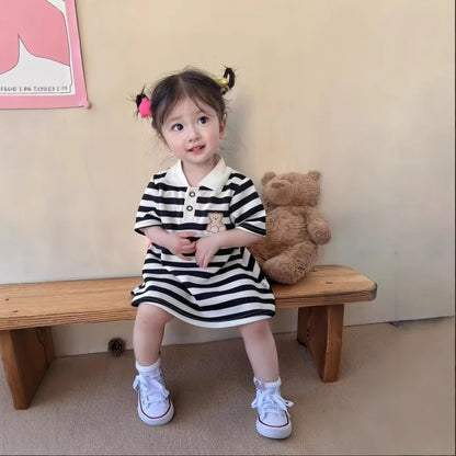 Striped Strawberry Print Girls Summer Dress