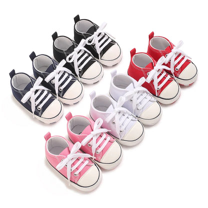 0-18 Months Baby Canvas Classic Sports Shoes Newborn Boys and Girls Printed Star First Walkers Shoes Infant Anti slip Baby Shoes