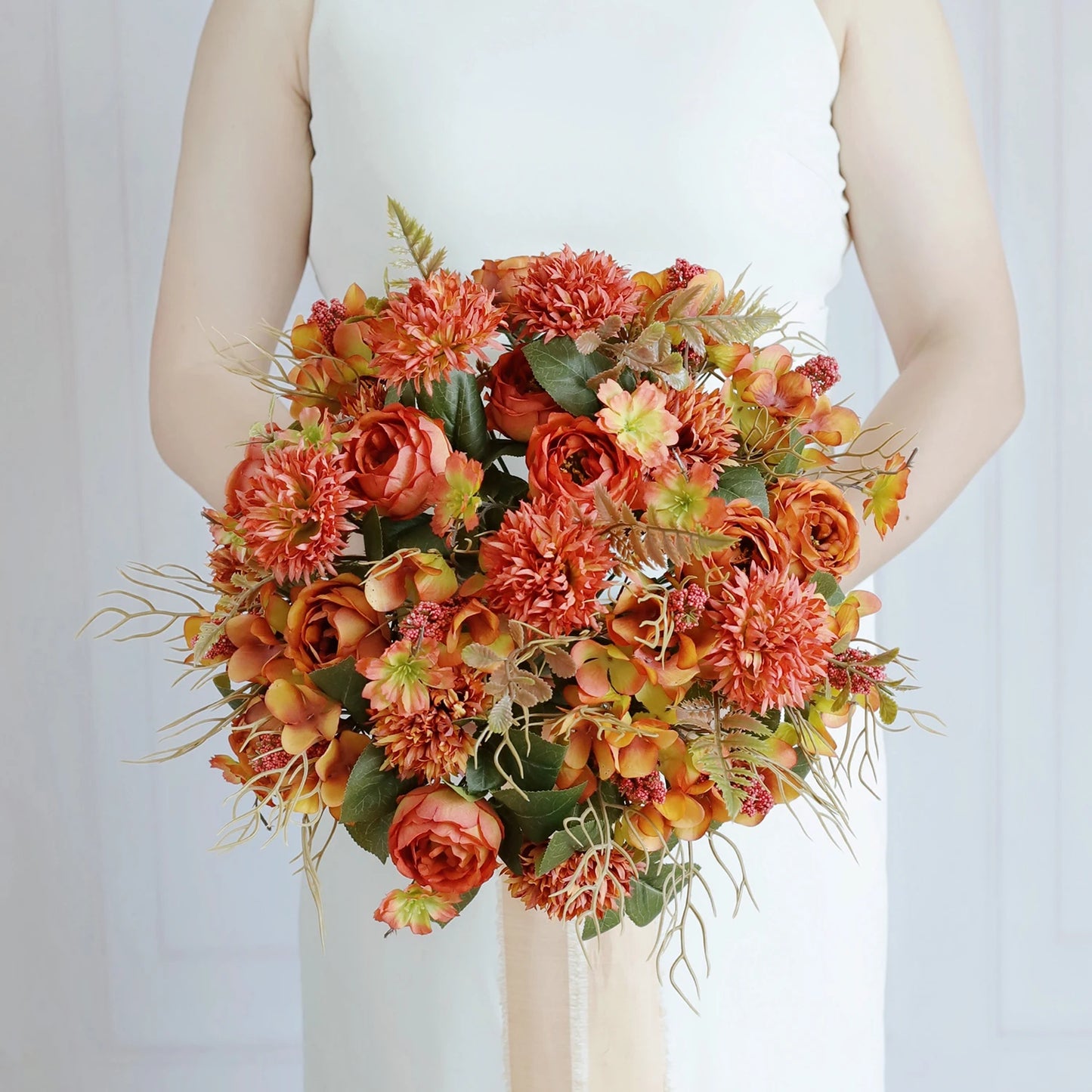 1PC Artificial RosesFlowers New Year's Home Decoration Wedding Bridal Bouquet Garden Fake Silk Peony Hydrangeas Vase for Board