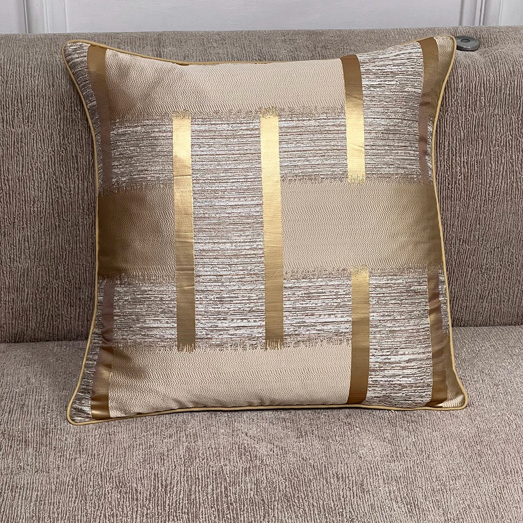 Gold Stripe Holiday Cushion Cover, Yellow