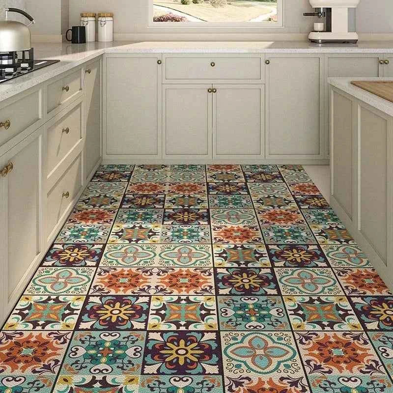 Carpet for Kitchen Pvc Floor Mat Large Size Waterproof Non-slip Carpets Leather Anti-oil Foot Mats Retro Home Decoration Rug