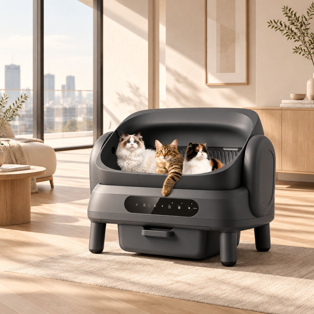 Top-Entry Automatic Self-Cleaning Cat Litter Box with App Control – Black