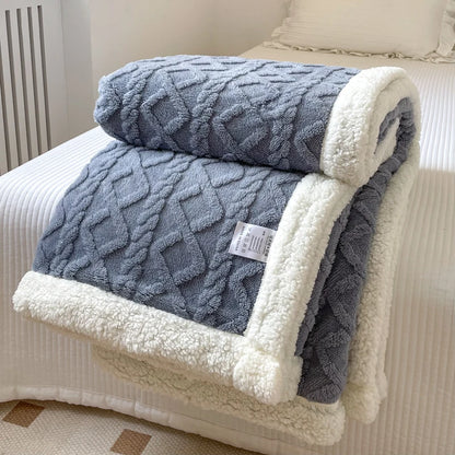 Warm Insulated Plain Milk Fleece Blanket Universal Couch Cover Multiple Sizes Option