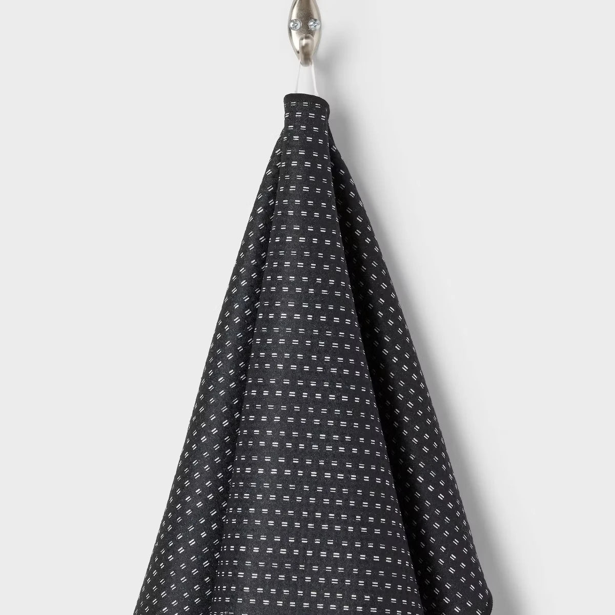 1PC Black Quick Dry Waffle Hand Towel Dotted Striped Design Absorbent - Kitchen Towel