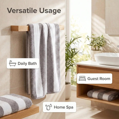2/4 Pack Striped Soft Fluffy Bath Towel Multi Color Quick Dry