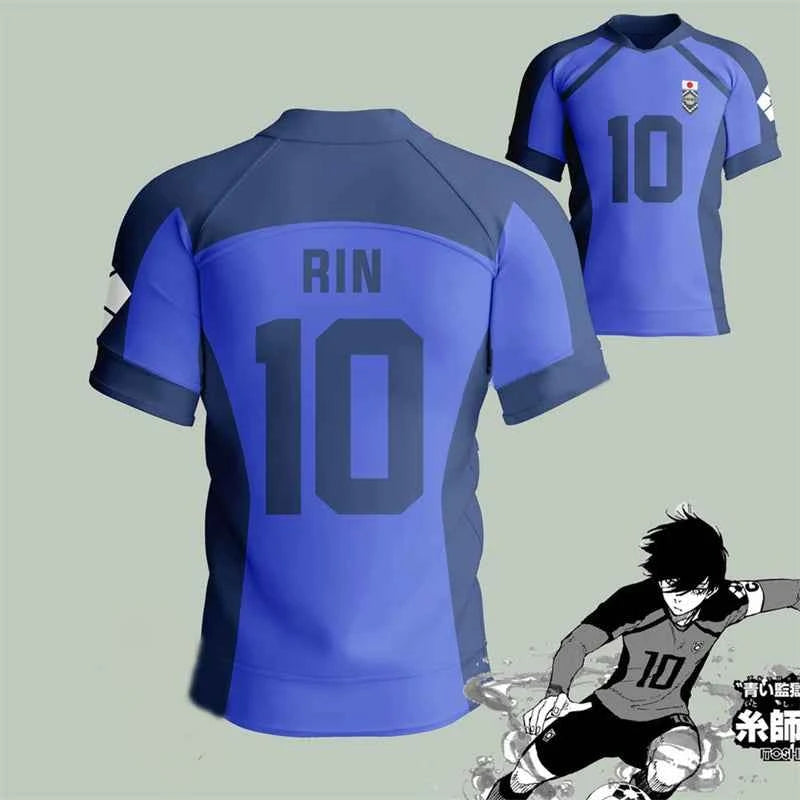 Anime Japan Blue Lock Isagi Yoichi Football Jersey T-shirt Cosplay Hyoma Chigiri Meguru Bachira Tee Custom Name Number Clothes