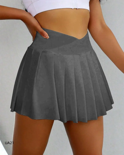 Women's 2-in-1 Tennis Skirt — High Waist Athletic Skort with Pocket