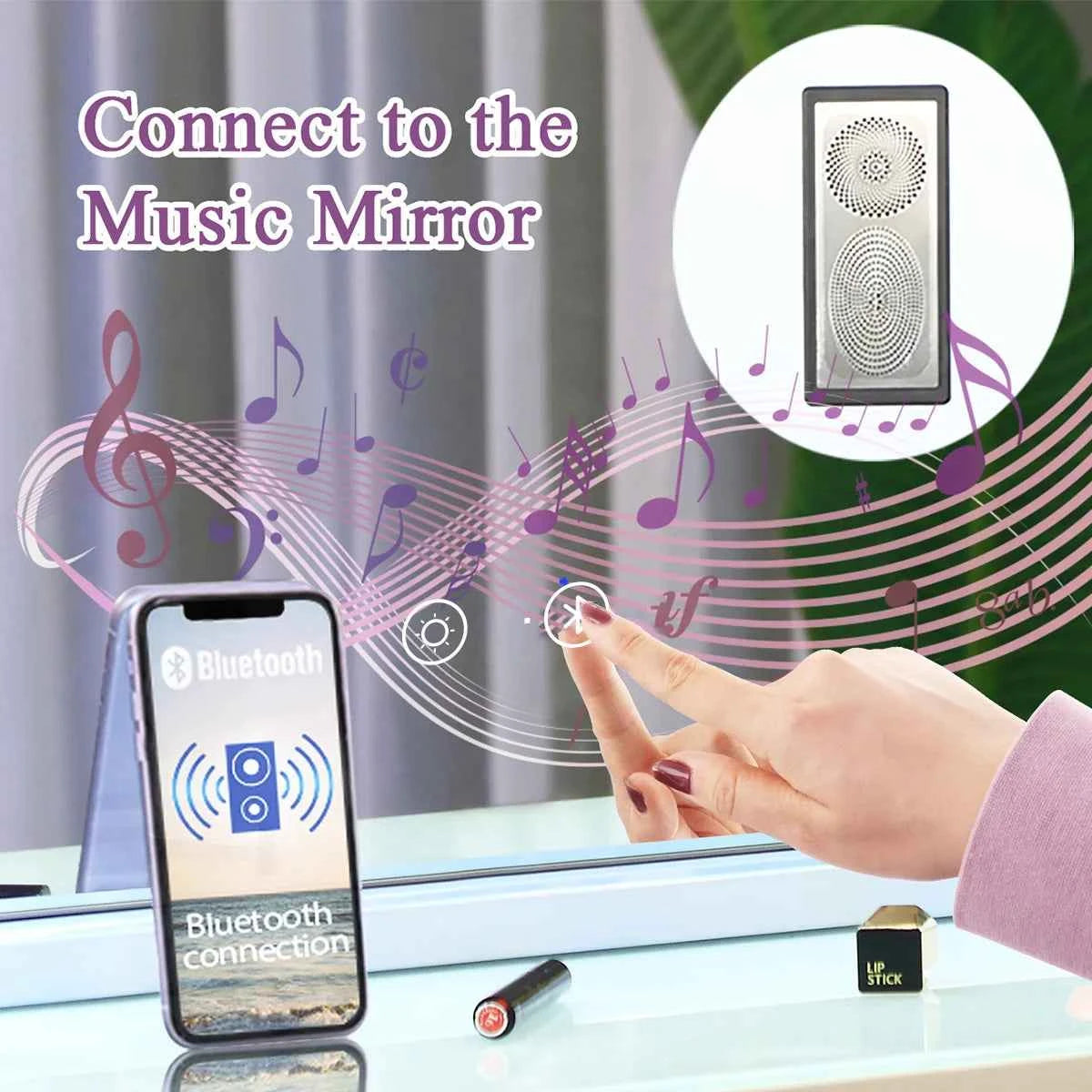 Large Vanity Mirror With Lights And Bluetooth Speakers Dimmable LED Lights With 10 Times Magnification USB Port for Woman Makeup