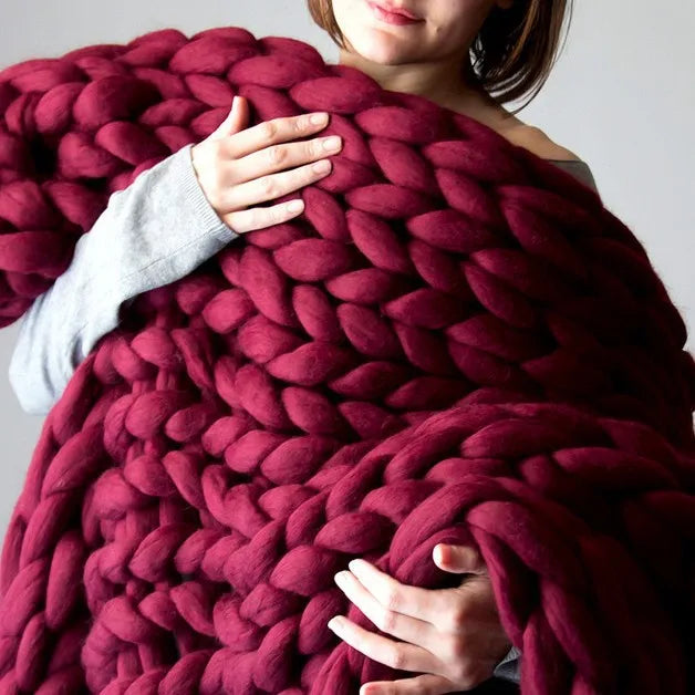 Comfortable Chunky Knit Blanket Fashion Knitted Blanket Winter Warm Sofa Bed Throw Blankets Hand-woven Home Gifts