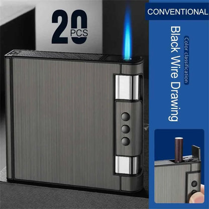 2 in 1 Automatic Cigarette Case with Lighter Compression Moisture Proof Inflatable Lighter Smoking Accessories Gadgets for Men