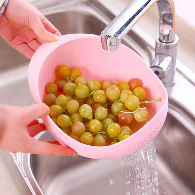 WIKHOSTAR Kitchen Rice Sieve Drain Basket With Handle Vegetable Fruit Washing Basket Fruit Bowl Drainer Kitchen Gadgets
