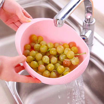 WIKHOSTAR Kitchen Rice Sieve Drain Basket With Handle Vegetable Fruit Washing Basket Fruit Bowl Drainer Kitchen Gadgets