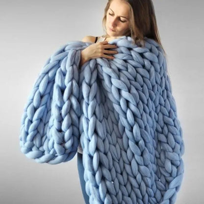 Comfortable Chunky Knit Blanket Fashion Knitted Blanket Winter Warm Sofa Bed Throw Blankets Hand-woven Home Gifts