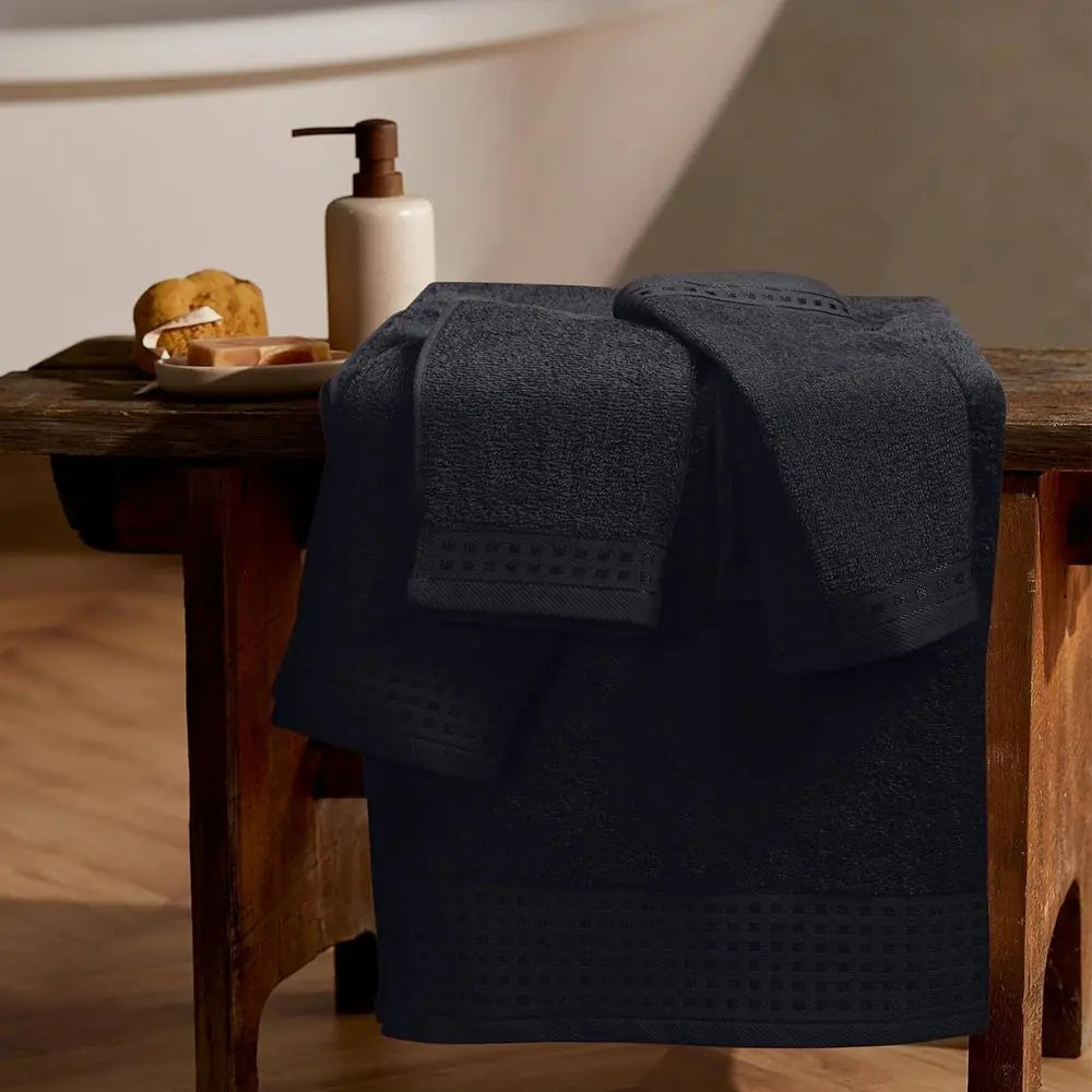 3 Pack Cotton Towel Set: Bath 28x55, Hand 16x24, Washcloth 12x12 - Daily