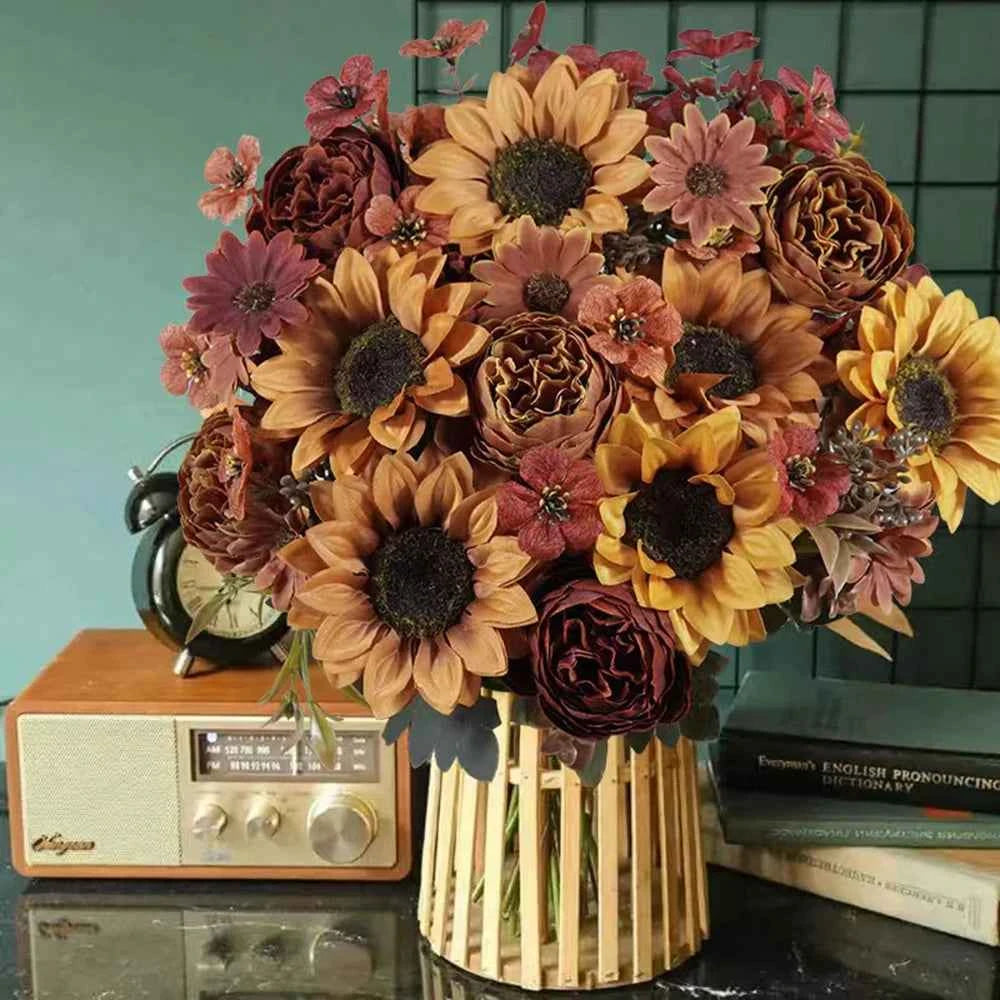 Simulated Flowers Autumn Sunflowers Sunflowers Wedding Home Fake Flowers Simulated Bouquet