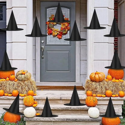12 Pcs Halloween Witch Hat Decorations Outdoor Indoor, Floating Witch Hats Hanging Witches Hats Bulk, Thickened Wizard Hats With