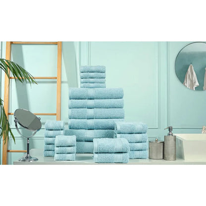 24 Piece Bath Towels Set for Bathroom- 100% Cotton 24 PC Bulk Pack Hotel