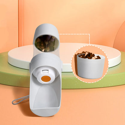Portable Pet Water Bottle with Food Container – 2-in-1 Travel Feeder Bowl for Dogs & Cats