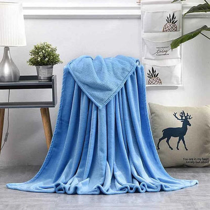 Coral Fleece Flannel Blankets For Beds Solid Blue Pink Soft Warm Thin Bedspread Sofa Cover Faux Fur Plaid Blanket