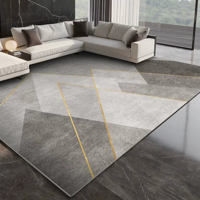 VIKAMA Light Luxury Living Room Carpet – Non-Slip Washable Floor Mat for Sofa & Bedroom