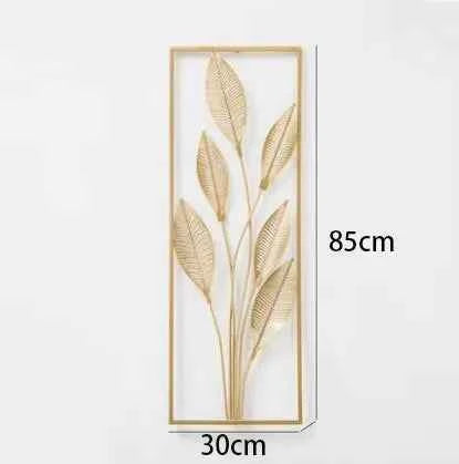 Chinese Wrought Iron Golden Leaf Wall Mural Items Hotel Porch Wall Hanging Decoration Home Livingroom Wall Sticker Accessories