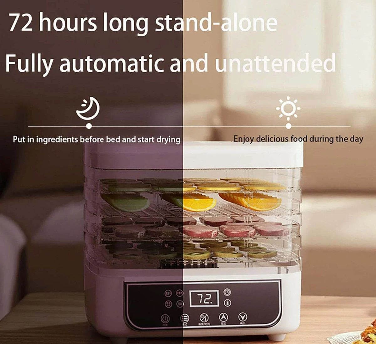 5-Layer Household Food Dehydrator with Adjustable Temperature and Touch Control