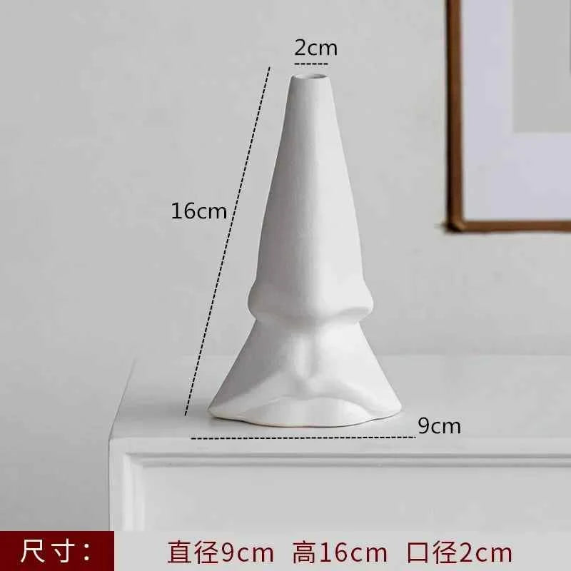 Nordic Decoration Home Flower Vase Black and White Art Ceramic Vase Minimalism Dried Flower Arrangement Accessories B&B Ornament