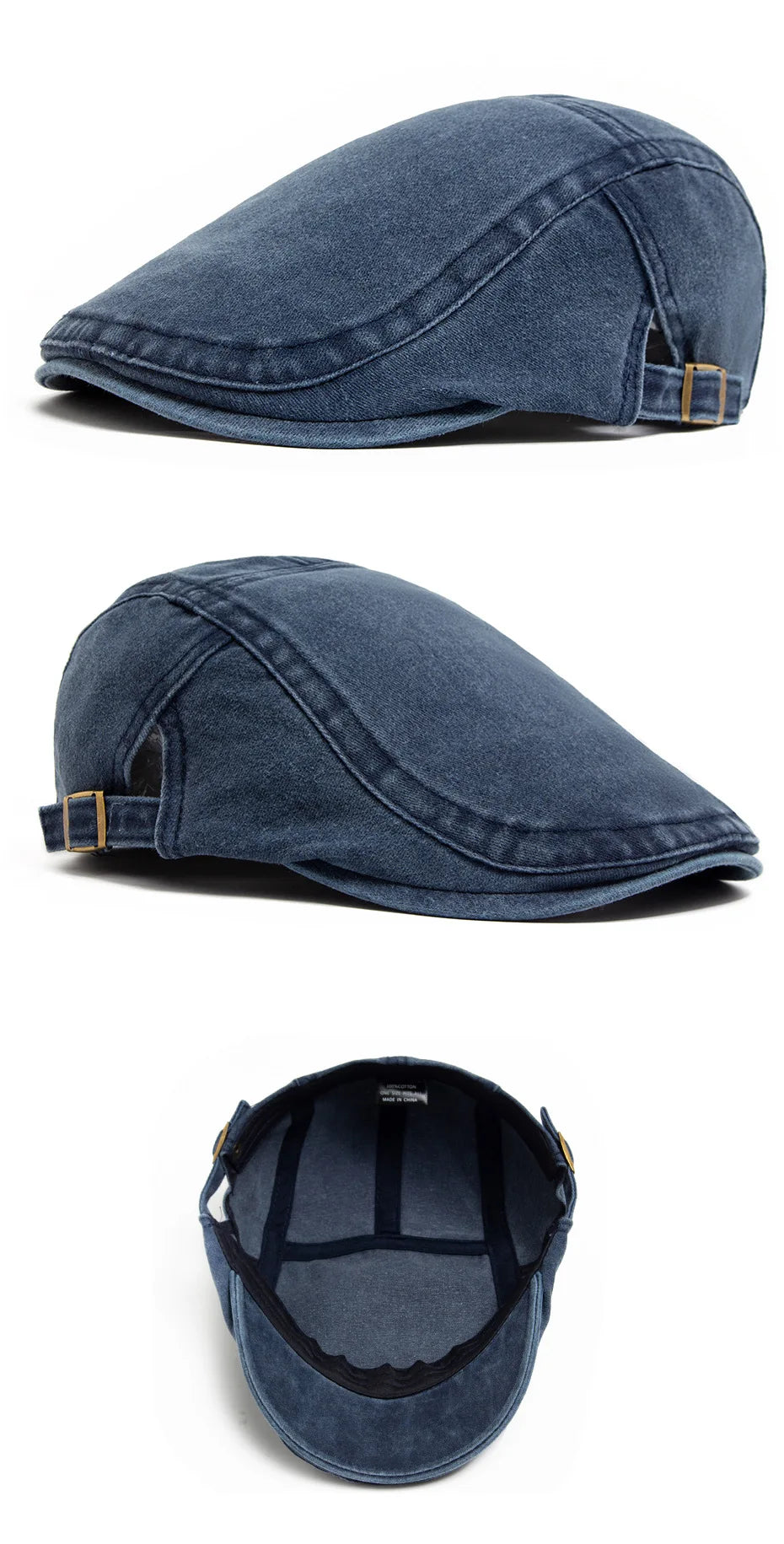 Retro Washed Denim Newsboy Cap